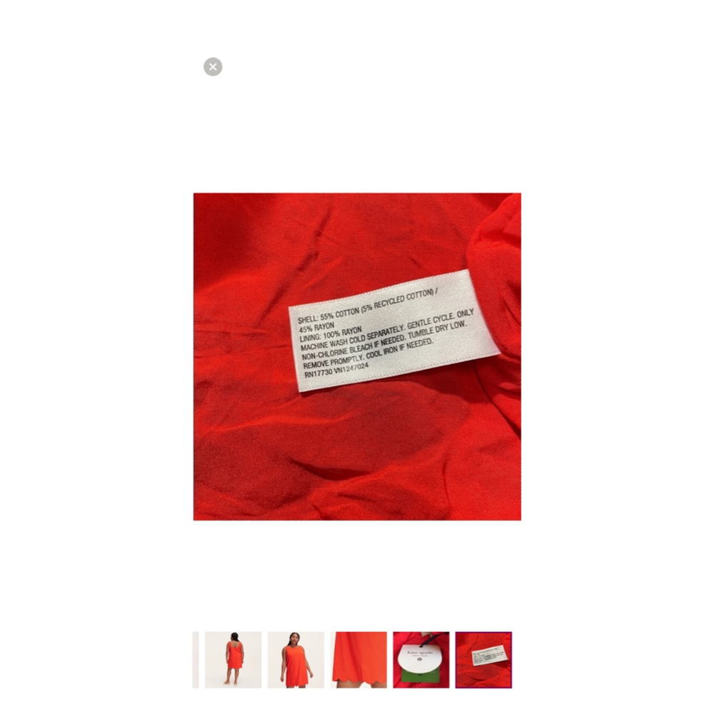 Kate Spade New York Plus Red Scallop Hem Mini Dress 1X - Picture 7 of 7